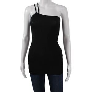 Helmut Women One Shoulder Micro Modal Tunic Black Sleeveless Size PP